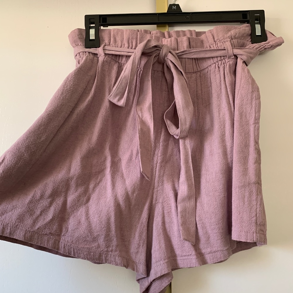Linen-Blend Paperbag Shorts